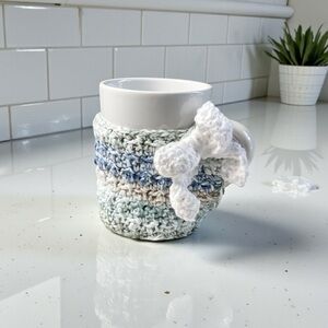 Soft Mornings Crochet Mug Cozy & White Mug Set